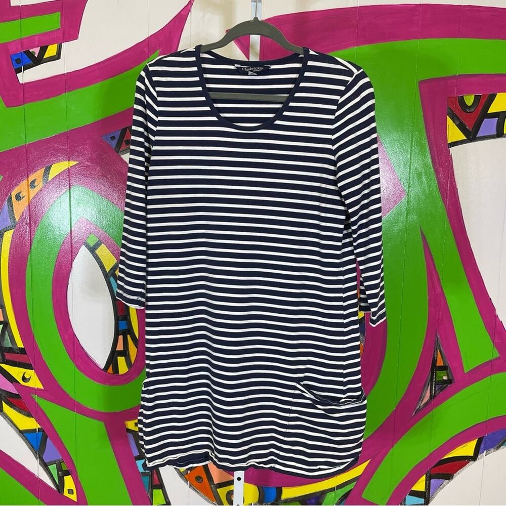Chadwicks of Boston, Navy and Blue Long Sleeve Tunic. Size Medium.